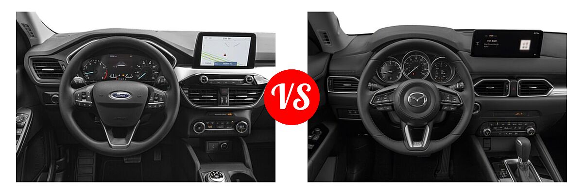 2021 Ford Escape SUV Hybrid SE Hybrid vs. 2021 Mazda CX-5 SUV Touring - Dashboard Comparison