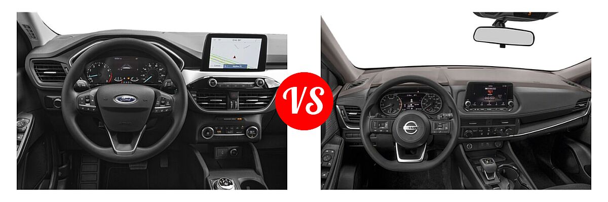 2021 Ford Escape SUV Hybrid SE Hybrid vs. 2021 Nissan Rogue SUV S / SL / SV - Dashboard Comparison
