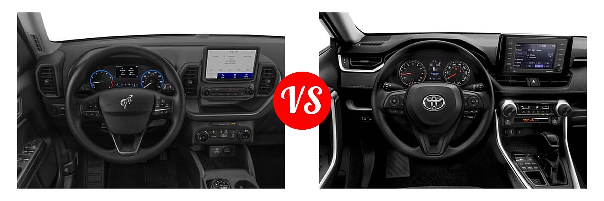 2021 Ford Bronco Sport SUV Badlands / Base / First Edition / Outer Banks vs. 2021 Toyota RAV4 SUV LE - Dashboard Comparison