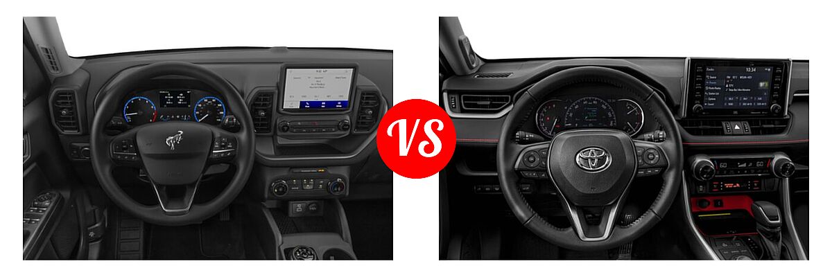 2021 Ford Bronco Sport SUV Badlands / Base / First Edition / Outer Banks vs. 2021 Toyota RAV4 SUV TRD Off Road - Dashboard Comparison