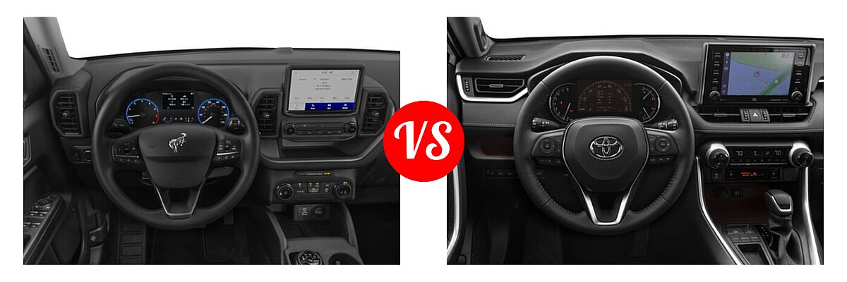 2021 Ford Bronco Sport SUV Badlands / Base / First Edition / Outer Banks vs. 2021 Toyota RAV4 SUV Limited - Dashboard Comparison