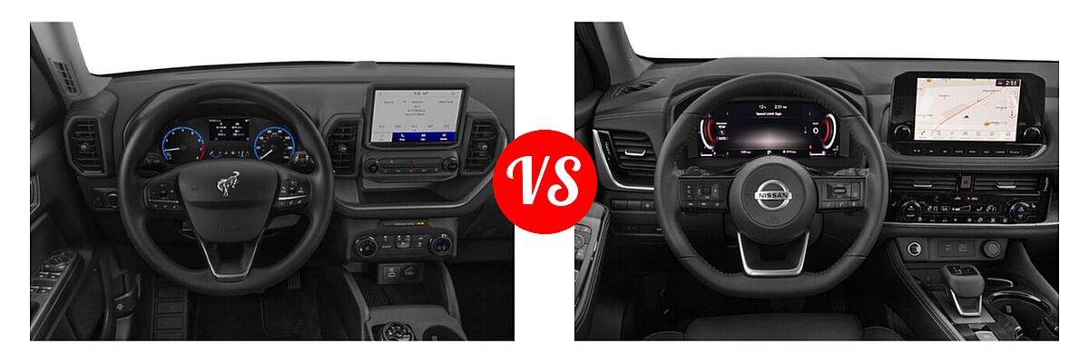 2021 Ford Bronco Sport SUV Badlands / Base / First Edition / Outer Banks vs. 2021 Nissan Rogue SUV Platinum - Dashboard Comparison