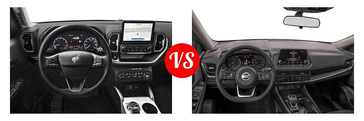 2021 Ford Bronco Sport SUV Big Bend vs. 2021 Nissan Rogue SUV S / SL / SV - Dashboard Comparison