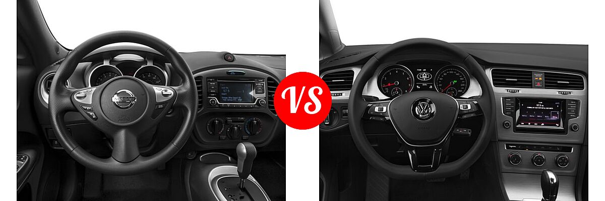 2017 Nissan Juke Hatchback S / SV vs. 2017 Volkswagen Golf Hatchback S / SE / SEL / Wolfsburg Edition - Dashboard Comparison