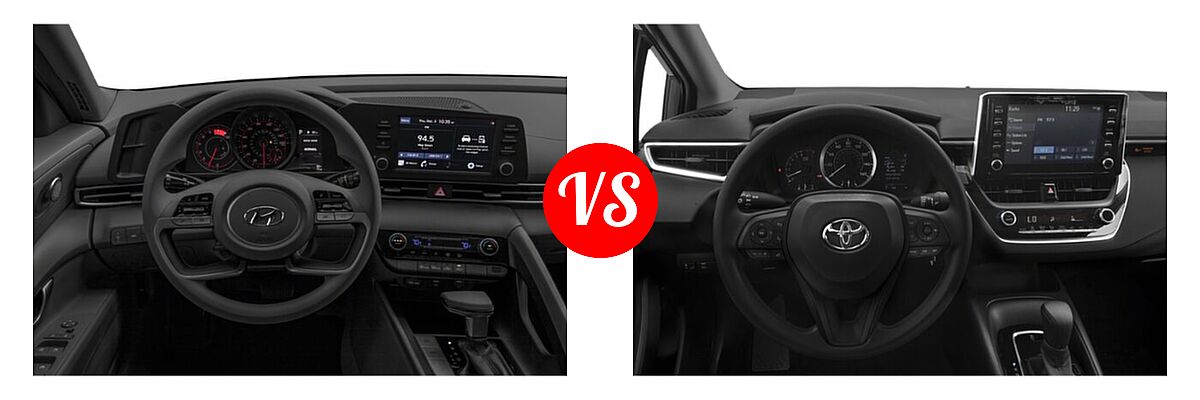 2021 Hyundai Elantra Sedan SEL vs. 2021 Toyota Corolla Sedan L / LE - Dashboard Comparison
