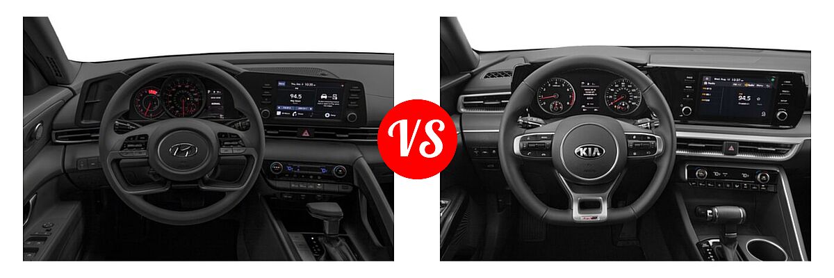 2021 Hyundai Elantra Sedan SEL vs. 2021 Kia K5 Sedan GT-Line - Dashboard Comparison