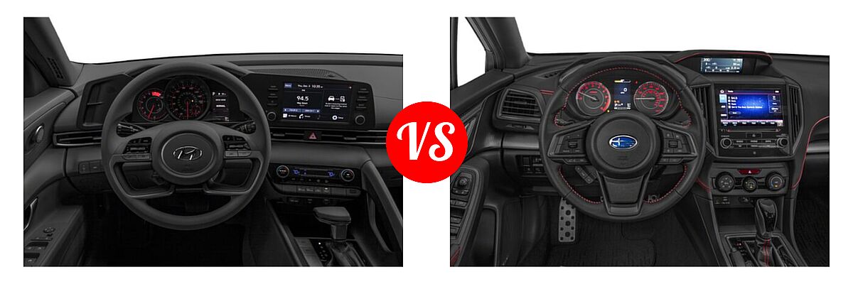2021 Hyundai Elantra Sedan SEL vs. 2021 Subaru Impreza Sedan Sport - Dashboard Comparison