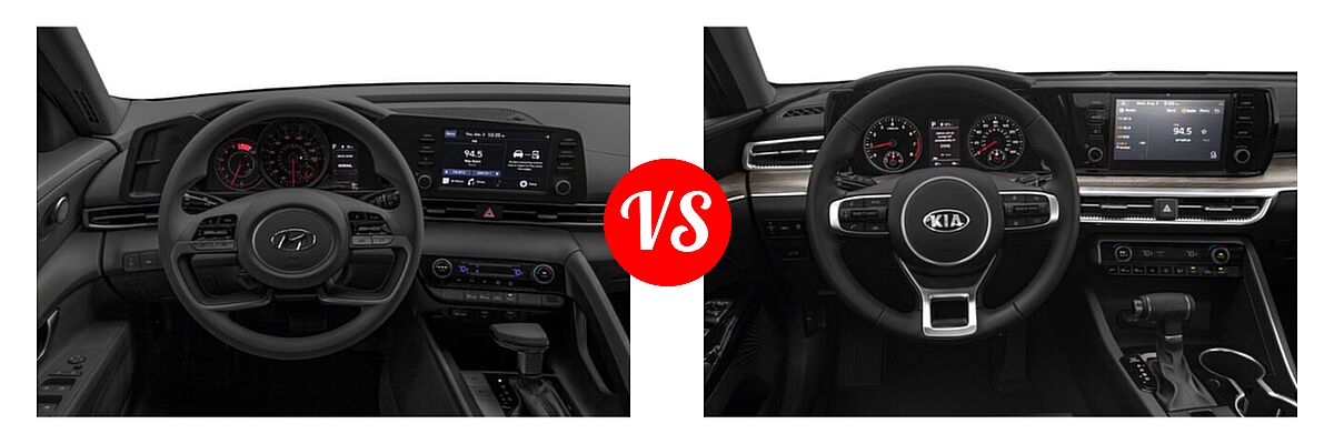 2021 Hyundai Elantra Sedan SEL vs. 2021 Kia K5 Sedan EX - Dashboard Comparison