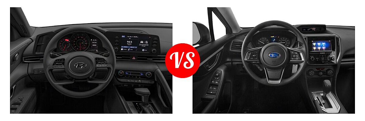 2021 Hyundai Elantra Sedan SEL vs. 2021 Subaru Impreza Sedan 4-door CVT / 4-door Manual / Limited / Premium - Dashboard Comparison