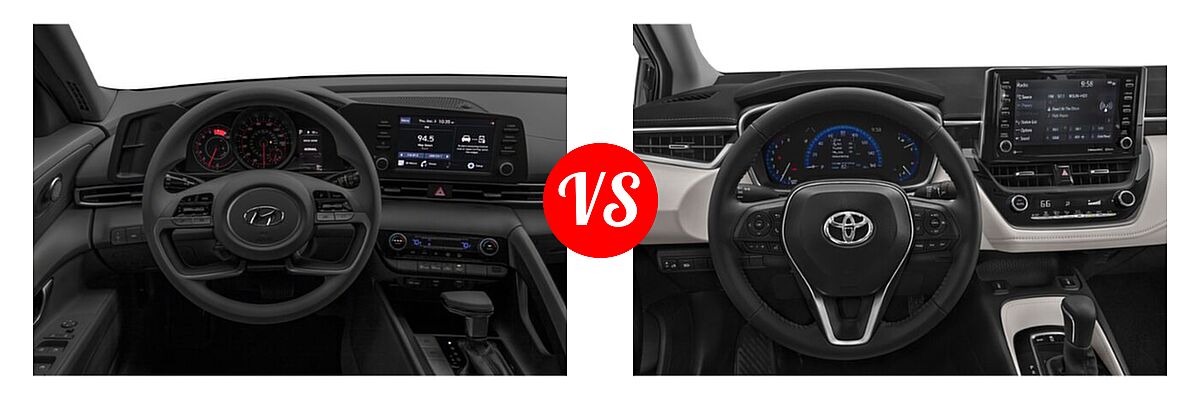2021 Hyundai Elantra Sedan SEL vs. 2021 Toyota Corolla Sedan XLE - Dashboard Comparison