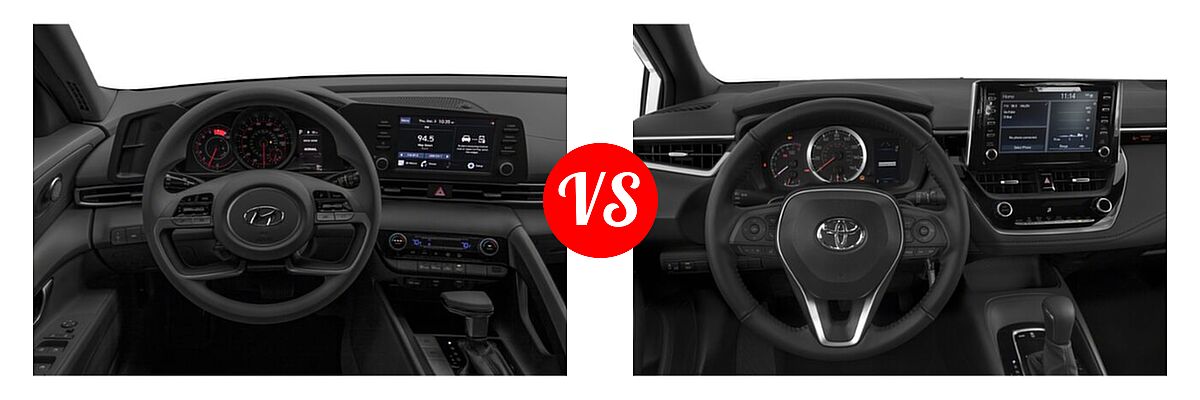 2021 Hyundai Elantra Sedan SEL vs. 2021 Toyota Corolla Sedan Nightshade - Dashboard Comparison