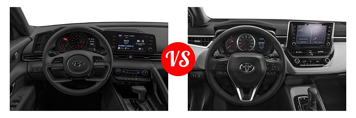 2021 Hyundai Elantra Sedan SEL vs. 2021 Toyota Corolla Sedan APEX SE - Dashboard Comparison
