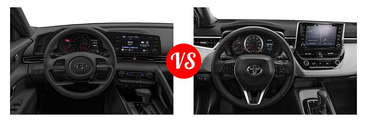 2021 Hyundai Elantra Sedan SEL vs. 2021 Toyota Corolla Sedan APEX XSE - Dashboard Comparison