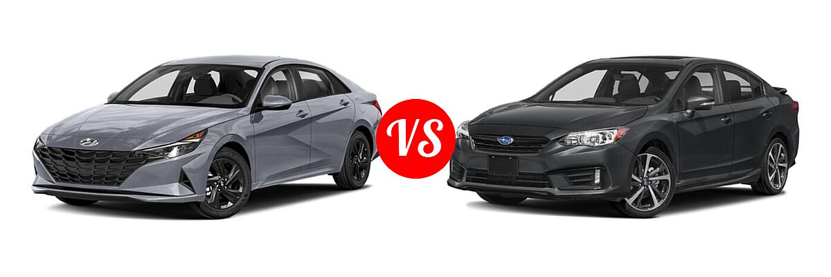2021 Hyundai Elantra Sedan SEL vs. 2021 Subaru Impreza Sedan Sport - Front Left Comparison