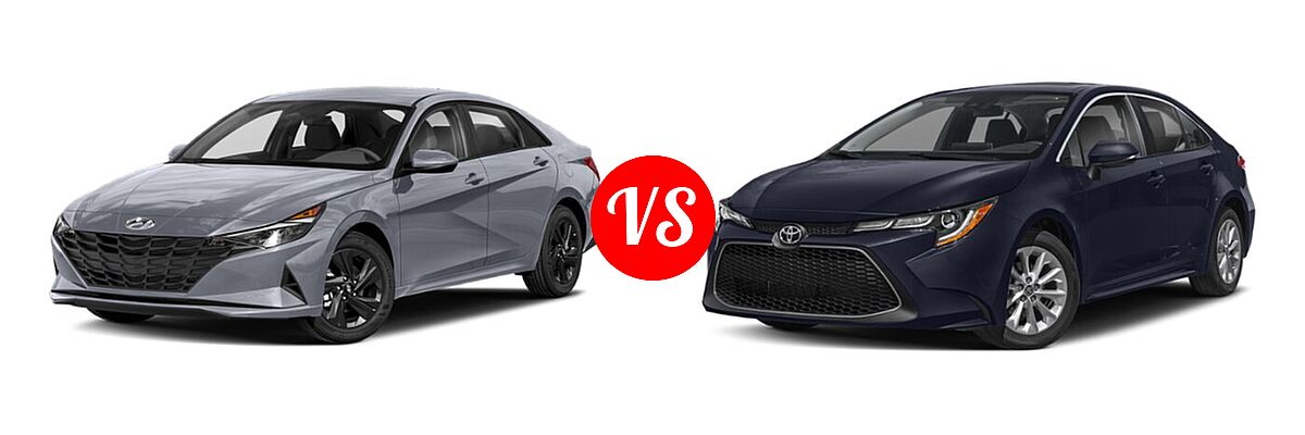 2021 Hyundai Elantra Sedan SEL vs. 2021 Toyota Corolla Sedan XLE - Front Left Comparison