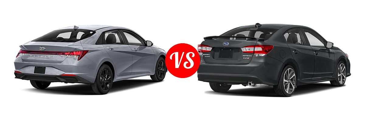 2021 Hyundai Elantra Sedan SEL vs. 2021 Subaru Impreza Sedan Sport - Rear Right Comparison