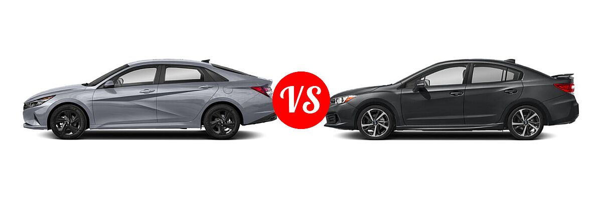 2021 Hyundai Elantra Sedan SEL vs. 2021 Subaru Impreza Sedan Sport - Side Comparison