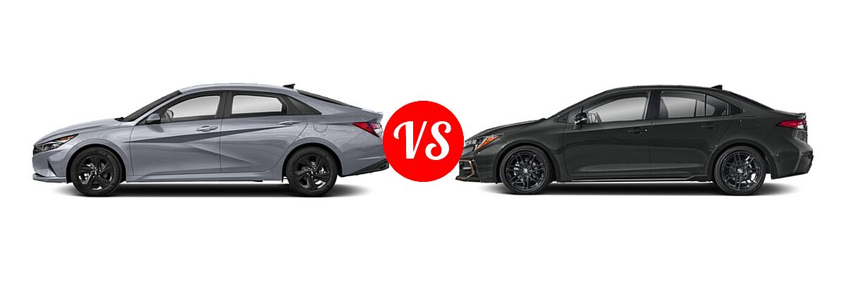 2021 Hyundai Elantra Sedan SEL vs. 2021 Toyota Corolla Sedan APEX SE - Side Comparison
