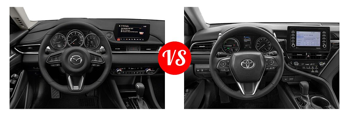 2021 Mazda 6 Sedan Grand Touring Reserve vs. 2021 Toyota Camry Hybrid Sedan Hybrid Hybrid SE - Dashboard Comparison
