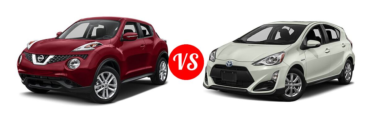 2017 Nissan Juke Hatchback S / SV vs. 2017 Toyota Prius c Hatchback Four / One / Three / Two - Front Left Comparison