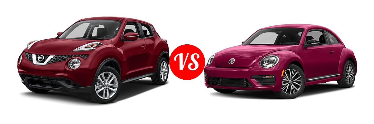 2017 Nissan Juke Hatchback S / SV vs. 2017 Volkswagen Beetle Hatchback #PinkBeetle - Front Left Comparison