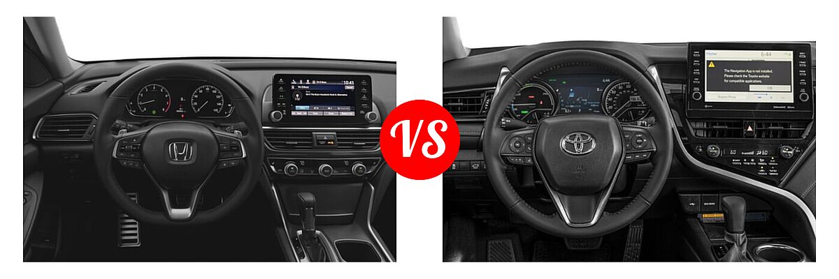 2021 Honda Accord Sedan Sport SE vs. 2021 Toyota Camry Hybrid Sedan Hybrid Hybrid XSE - Dashboard Comparison