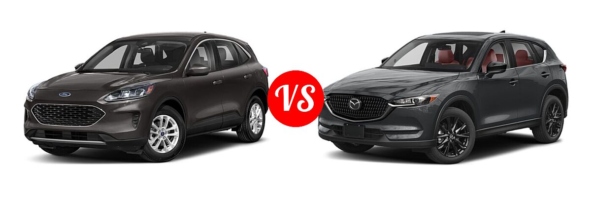 2021 Ford Escape SUV Hybrid SE Hybrid vs. 2021 Mazda CX-5 SUV Carbon Edition Turbo - Front Left Comparison