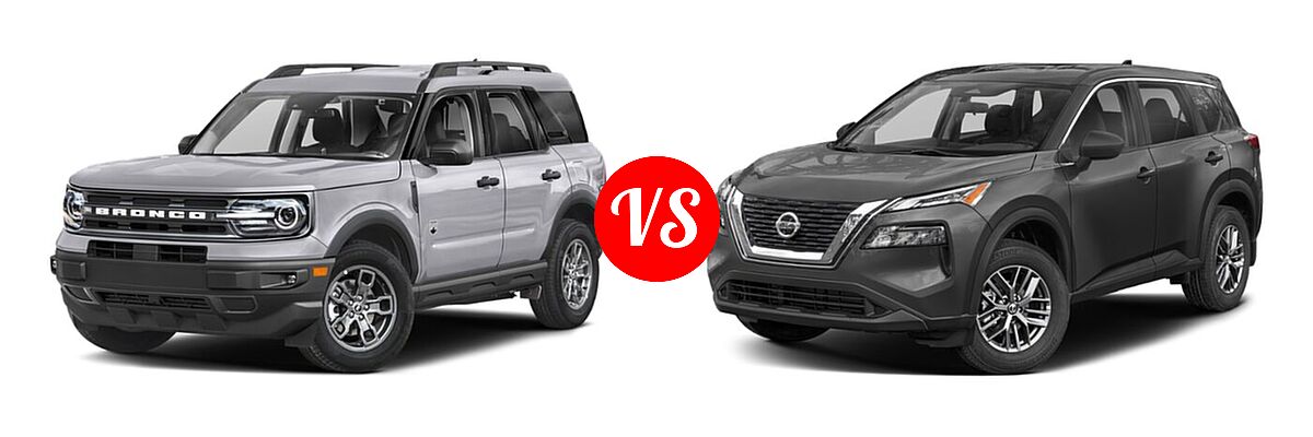 2021 Ford Bronco Sport SUV Big Bend vs. 2021 Nissan Rogue SUV S / SL / SV - Front Left Comparison