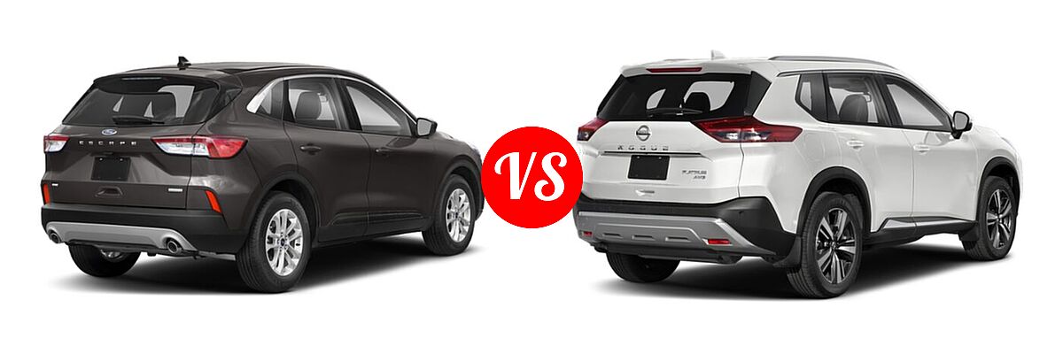 2021 Ford Escape SUV Hybrid SE Hybrid vs. 2021 Nissan Rogue SUV Platinum - Rear Right Comparison