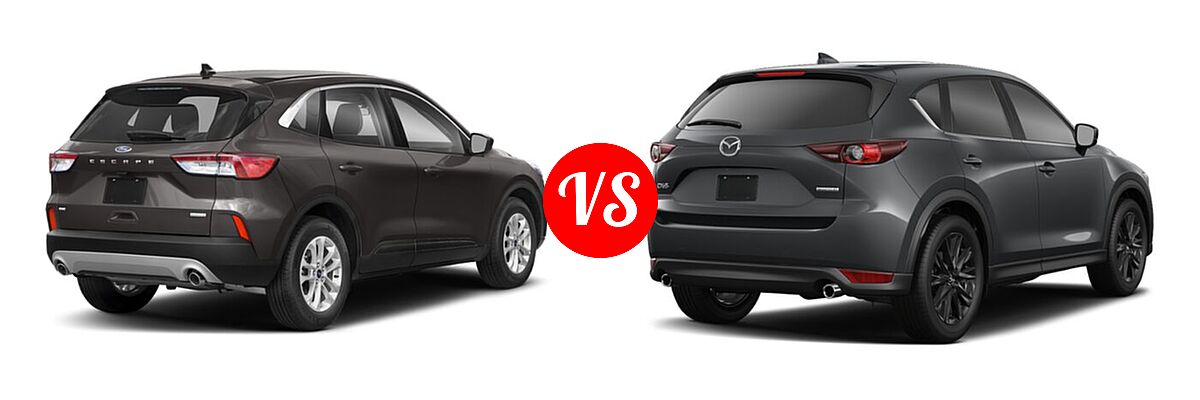 2021 Ford Escape SUV Hybrid SE Hybrid vs. 2021 Mazda CX-5 SUV Carbon Edition - Rear Right Comparison