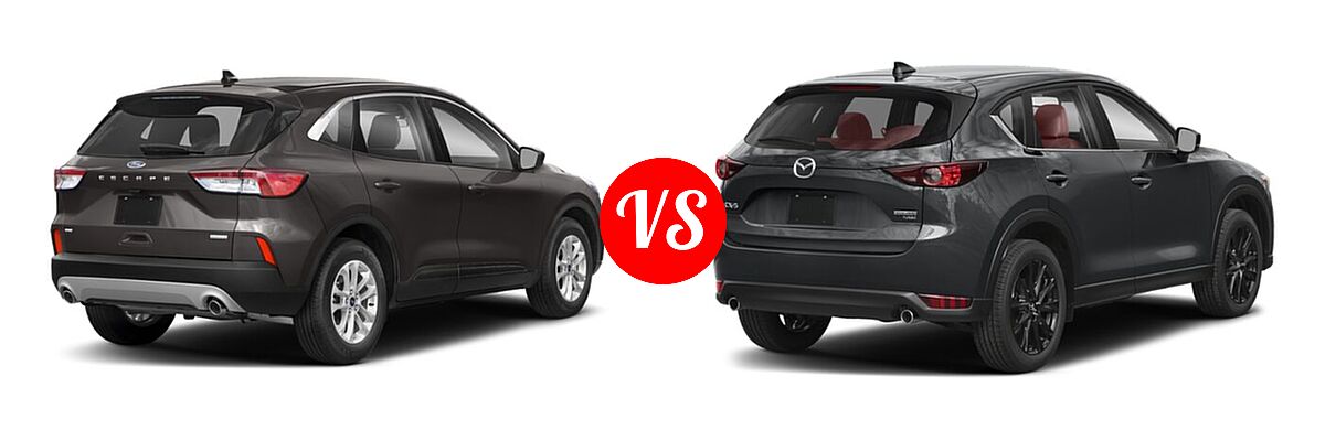 2021 Ford Escape SUV Hybrid SE Hybrid vs. 2021 Mazda CX-5 SUV Carbon Edition Turbo - Rear Right Comparison