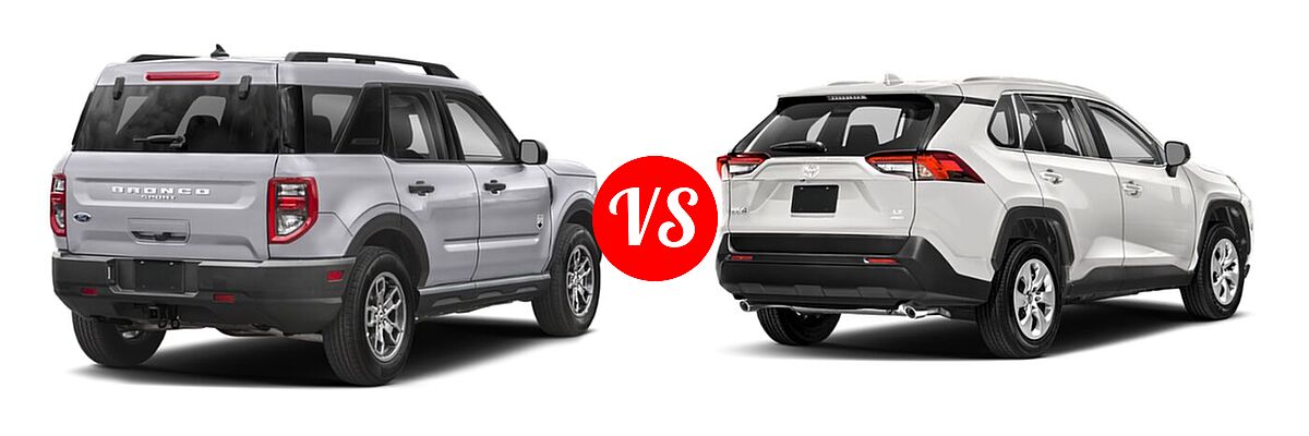 2021 Ford Bronco Sport SUV Big Bend vs. 2021 Toyota RAV4 SUV LE - Rear Right Comparison