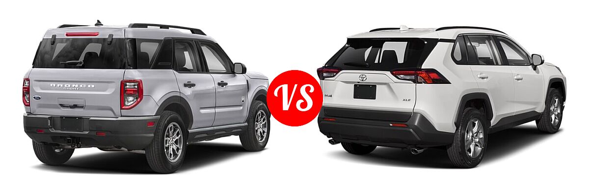 2021 Ford Bronco Sport SUV Big Bend vs. 2021 Toyota RAV4 SUV XLE / XLE Premium - Rear Right Comparison