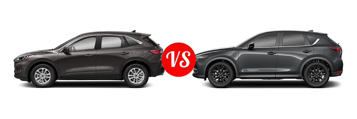 2021 Ford Escape SUV Hybrid SE Hybrid vs. 2021 Mazda CX-5 SUV Carbon Edition - Side Comparison