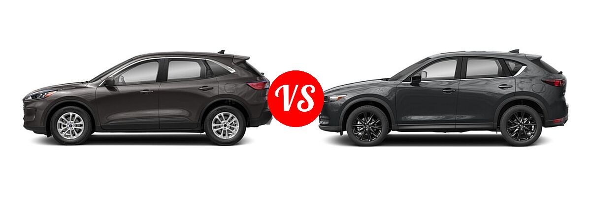 2021 Ford Escape SUV Hybrid SE Hybrid vs. 2021 Mazda CX-5 SUV Carbon Edition Turbo - Side Comparison