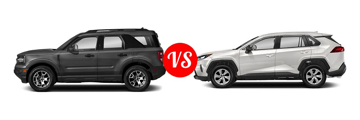 2021 Ford Bronco Sport SUV Badlands / Base / First Edition / Outer Banks vs. 2021 Toyota RAV4 SUV LE - Side Comparison