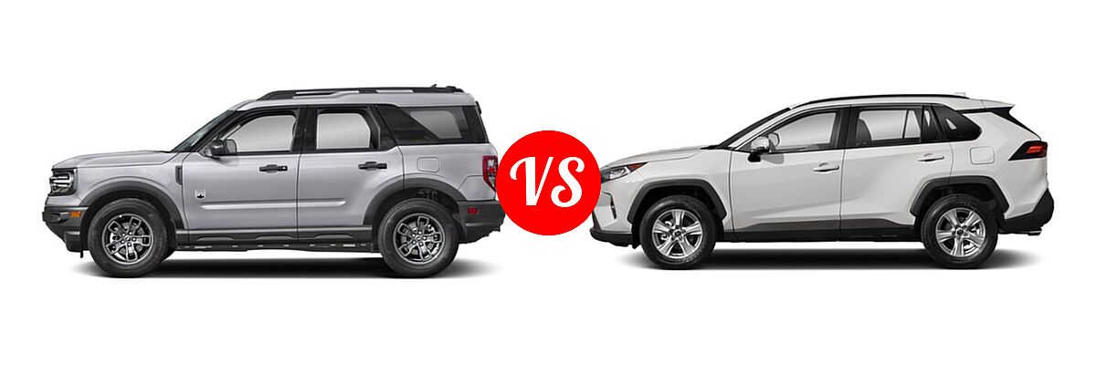 2021 Ford Bronco Sport SUV Big Bend vs. 2021 Toyota RAV4 SUV XLE / XLE Premium - Side Comparison