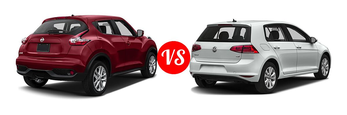2017 Nissan Juke Hatchback S / SV vs. 2017 Volkswagen Golf Hatchback S / SE / SEL / Wolfsburg Edition - Rear Right Comparison