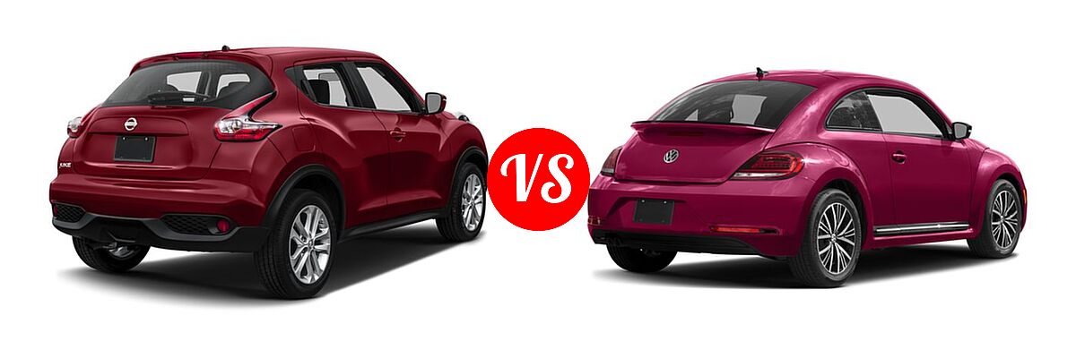 2017 Nissan Juke Hatchback S / SV vs. 2017 Volkswagen Beetle Hatchback #PinkBeetle - Rear Right Comparison