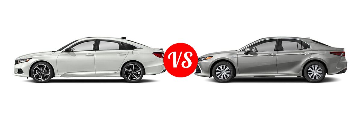 2021 Honda Accord Sedan Sport vs. 2021 Toyota Camry Hybrid Sedan Hybrid Hybrid LE - Side Comparison