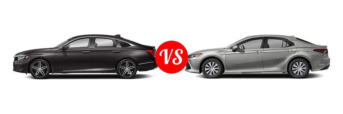 2021 Honda Accord Sedan Touring vs. 2021 Toyota Camry Hybrid Sedan Hybrid Hybrid LE - Side Comparison