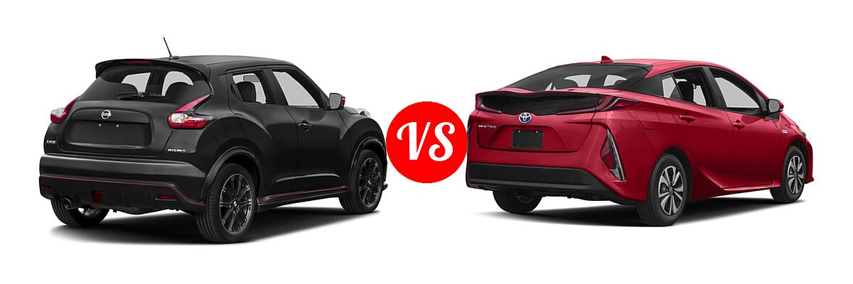 2017 Nissan Juke NISMO RS Hatchback NISMO RS vs. 2017 Toyota Prius Prime Hatchback Advanced / Plus / Premium - Rear Right Comparison