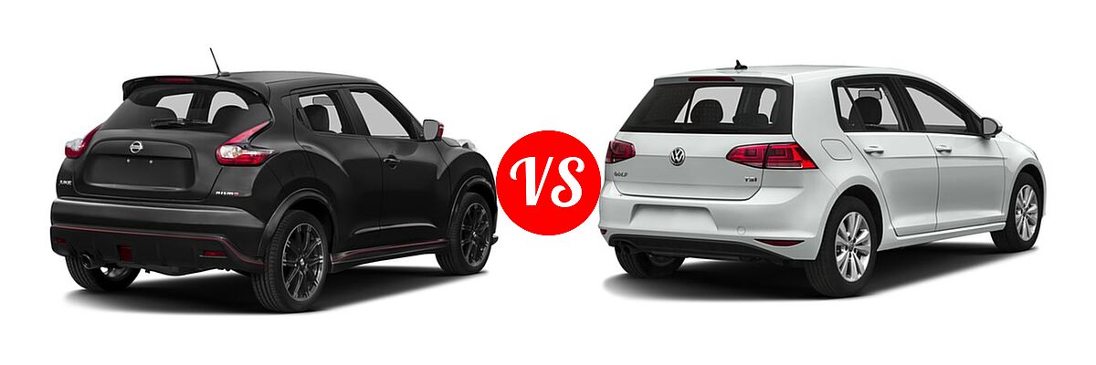 2017 Nissan Juke Hatchback NISMO vs. 2017 Volkswagen Golf Hatchback S / SE / SEL / Wolfsburg Edition - Rear Right Comparison