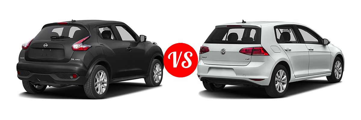 2017 Nissan Juke Hatchback SL vs. 2017 Volkswagen Golf Hatchback S / SE / SEL / Wolfsburg Edition - Rear Right Comparison