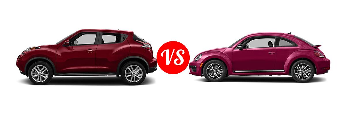 2017 Nissan Juke Hatchback S / SV vs. 2017 Volkswagen Beetle Hatchback #PinkBeetle - Side Comparison