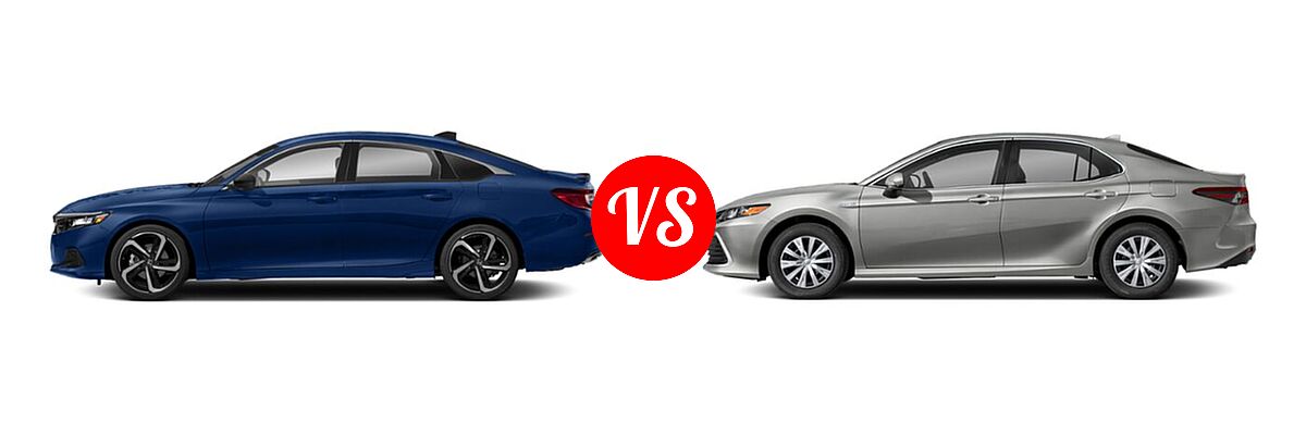 2021 Honda Accord Sedan Sport SE vs. 2021 Toyota Camry Hybrid Sedan Hybrid Hybrid LE - Side Comparison