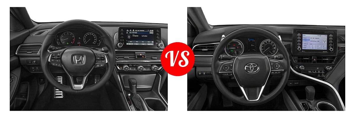 2021 Honda Accord Sedan EX-L vs. 2021 Toyota Camry Hybrid Sedan Hybrid Hybrid XLE - Dashboard Comparison