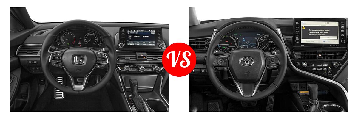 2021 Honda Accord Sedan EX-L vs. 2021 Toyota Camry Hybrid Sedan Hybrid Hybrid XSE - Dashboard Comparison