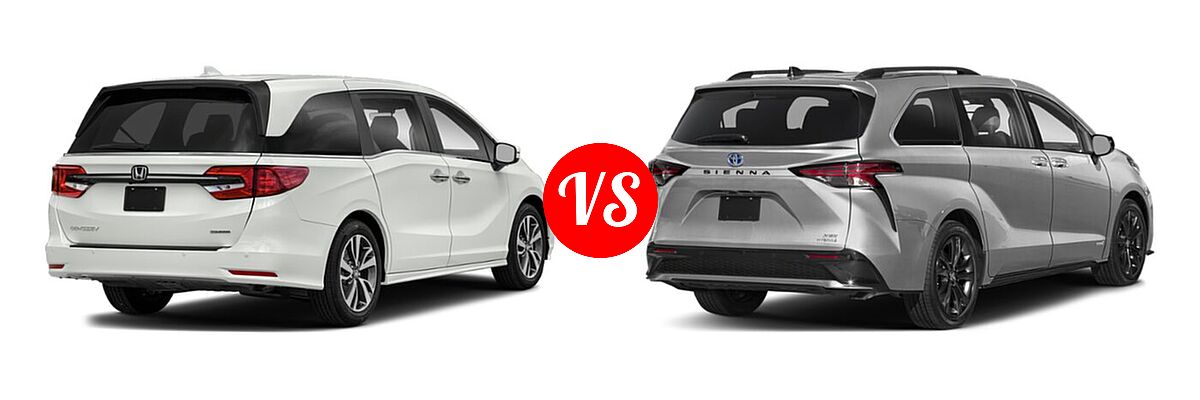 2021 Honda Odyssey Minivan Touring vs. 2021 Toyota Sienna Minivan Hybrid XSE - Rear Right Comparison
