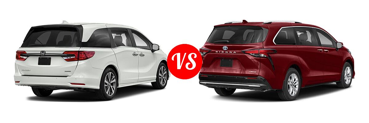 2021 Honda Odyssey Minivan Touring vs. 2021 Toyota Sienna Minivan Hybrid Limited - Rear Right Comparison